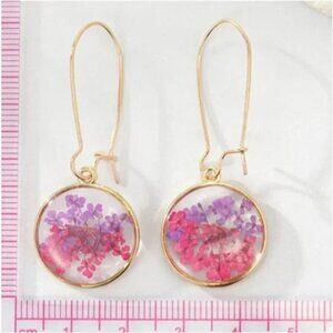 ⭐️❤️FREE Dried Flower Chic Glam Floral Drop Pendant Trendy Girly Modern Earrings